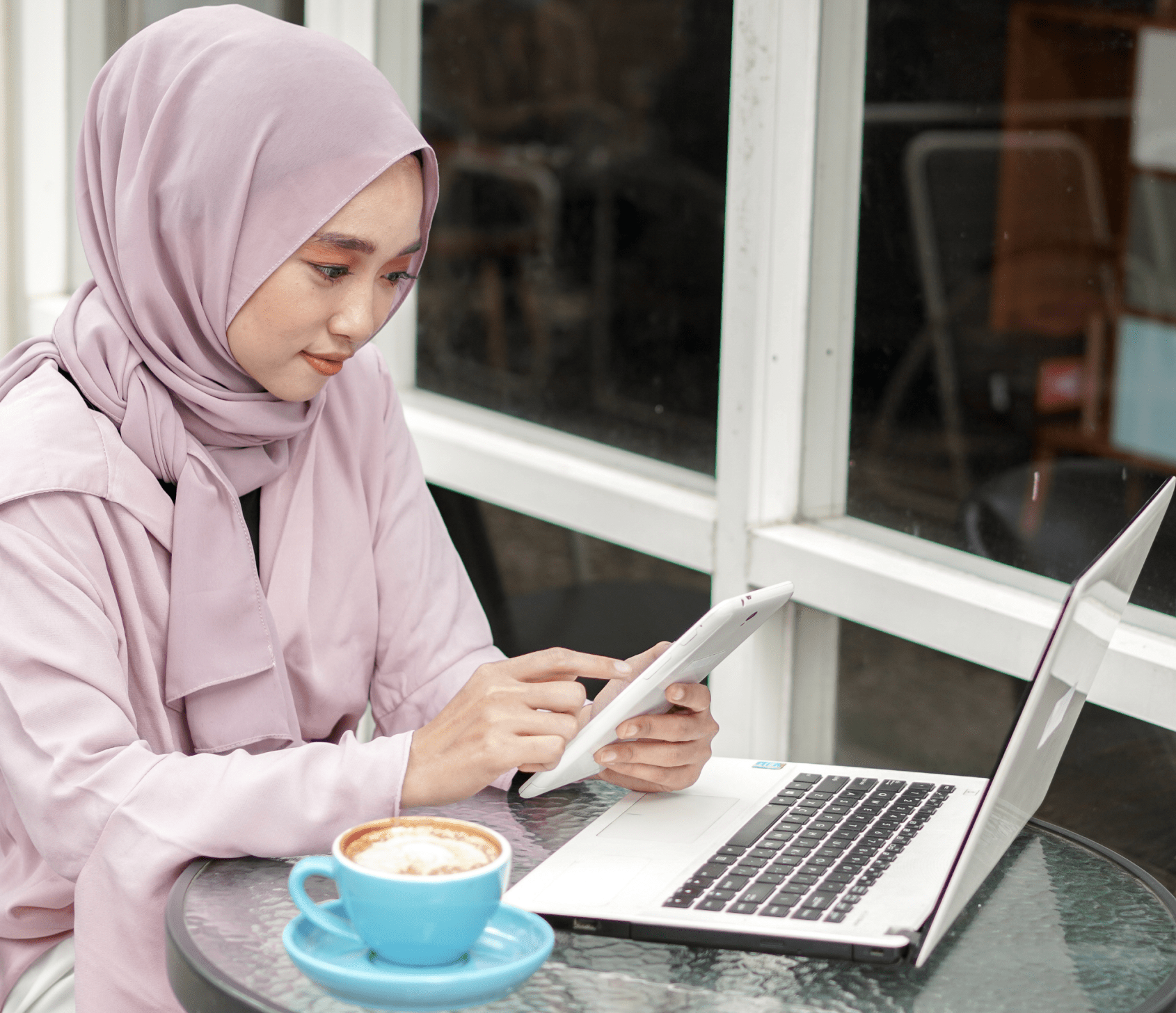 Woman working on laptop