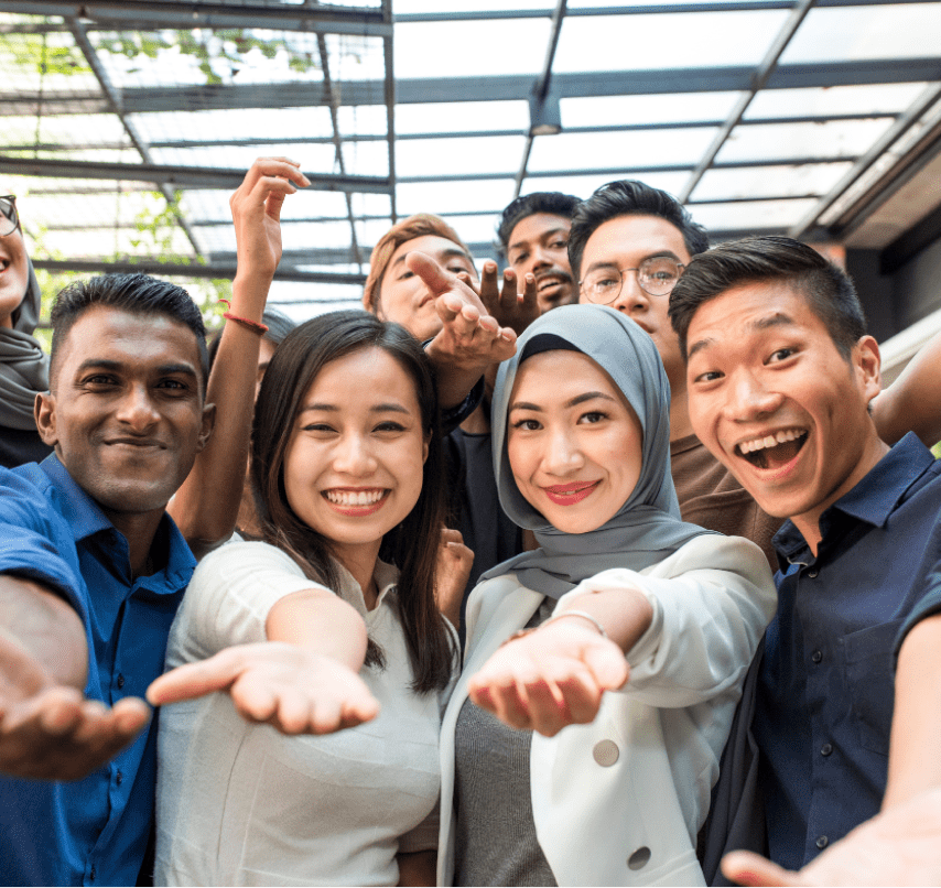 Diverse group of people smiling