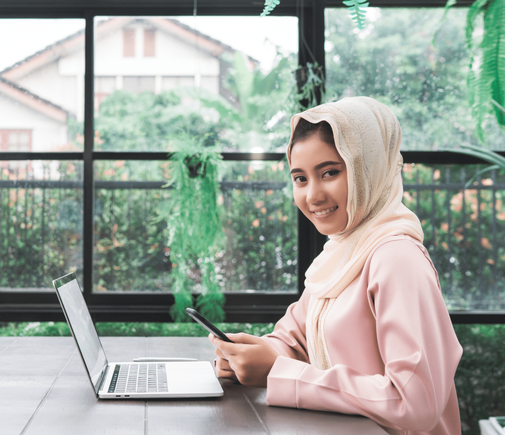 Woman working on laptop