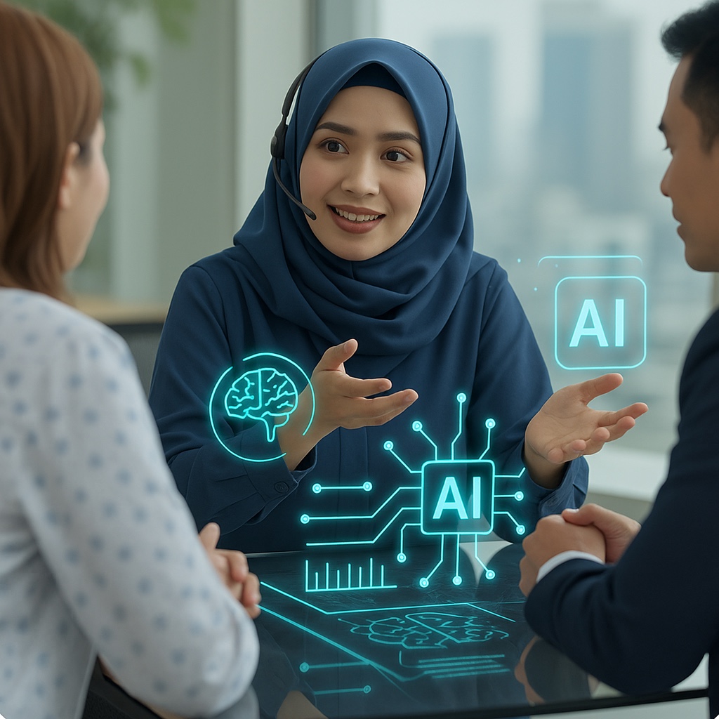 Consultation with financial charts overlay